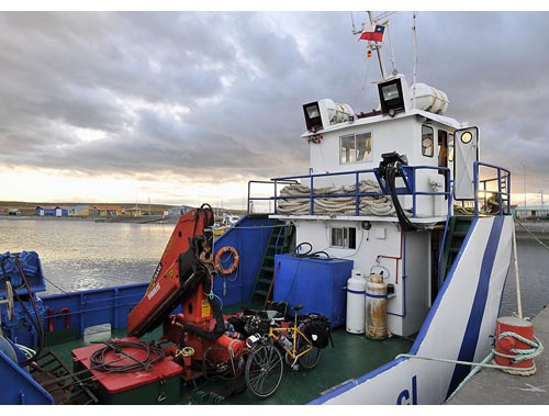 Cykeln stod säkert på båten Del Mar II
