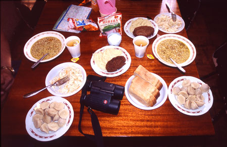 Lunch p ett caf i nrheten av Tjernobyl, Ukraina.